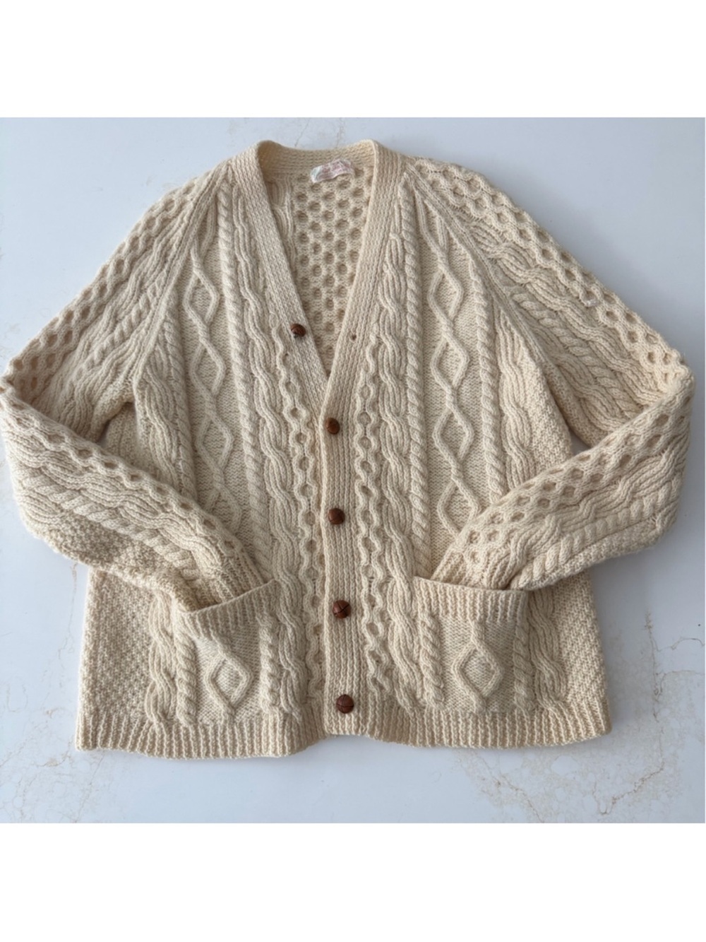 Vintage Scottish wool cable knit cardigan